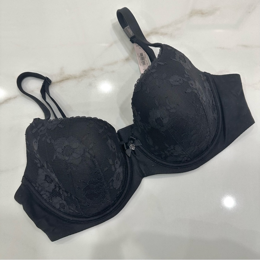 Victoria’s Secret Demi-Buste Double Soft Elegant Black Lace Bra - Picture 2 of 9